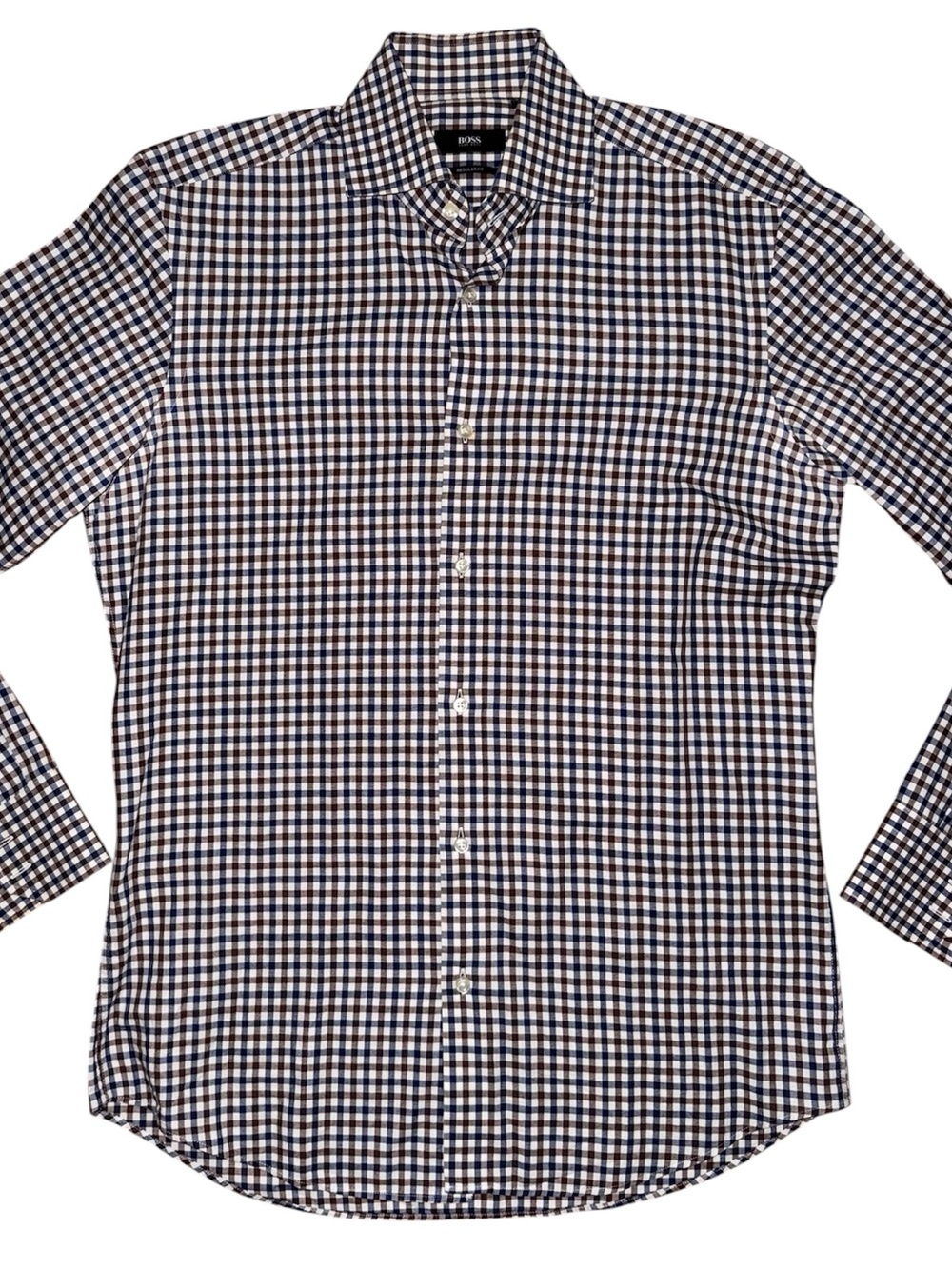 BOSS by Hugo Boss Men's Checked Button-Down Shirt - Blue & White - Regular Fit
